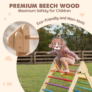 Rainbow Pickler Triangle Set Patio interior Plegable Niño Escalada Juguetes Jungle Gym para niños Madera Montessori Climbi - Product Image 5
