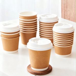แก้วกาแฟกระดาษคราฟท์แบบใช้แล้วทิ้งสำหรับส่งออก ขนาด 16 ออนซ์ 12 ออนซ์ พิมพ์ลายฟอยล์สีทอง รีไซเคิลได้ ผลิตจากเยื่อชานอ้อย 100% - Product Image 5