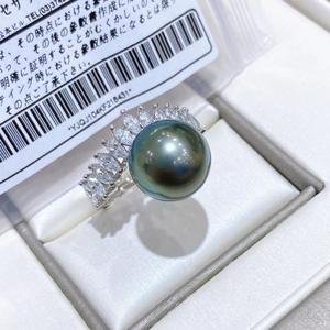 Bague en perle verte paon naturelle en gros, plaquée argent 925, plaquée or 24 carats, style bohème géométrique, haute qualité, 10-11 mm, sans défaut, lumière intense, boîte cadeau - Product Image 1