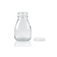 Bouteilles de boisson de jus de fruits de lait en verre vides de forme carrée courte de 10oz 16oz avec le chapeau inviolable blanc