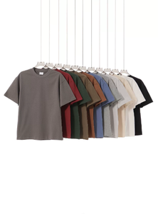 เสื้อคอกลมสำหรับผู้ชายเสื้อแขนสั้นแบบกำหนดเองสีทึบผ้าฝ้ายถักแบบลำลองแบบ100% สีพื้น - Product Image 2