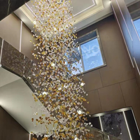 ANNO Lustre en pierre jaune personnalisé Villa Salon Escalier Lustre d'art en verre