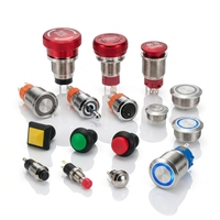 Botón pulsador metálico de carrera corta con anillo LED, autobloqueante y de reinicio automático, IP67, 5 pines, 36V 220V, ¡Venta caliente!