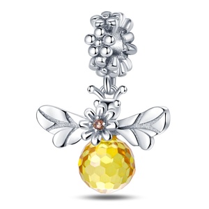 Ciondolo a Cuore con Zirconi a Nido d'Ape Serie Ape Bestseller, per Gioielli Fai da Te, in Rame Placcato Argento/Oro - Product Image 6