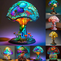 Lámpara de Mesa LED de Resina con Forma de Hongo, Decoración Bohemia, Serie de Plantas de Resina Teñida, Luz Nocturna