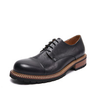 Chaussures Derby en Cuir Vintage de Luxe pour Hommes, Respirantes, à Lacets, Antidérapantes, Légères, pour le Bureau et la Carrière, Vente en Gros Personnalisée