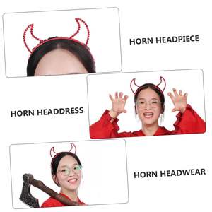 MADESHINE Halloween Noël <span class=keywords><strong>Renne</strong></span> Père Noël Arbre Accessoires Démon Queue Diable <span class=keywords><strong>Corne</strong></span> Strass Bandeau - Product Image 2