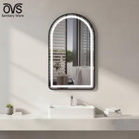 Miroir de salle de bain LED anti-buée en forme d'arche OVS Modern Touch Dimming avec 3 couleurs de lumière