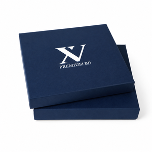 Caja de Regalo Personalizada con Tapa y Base Rígidas, <span class=keywords><strong>Papel</strong></span> Texturizado Azul Marino, Cartón Gris, Impresión de Logotipo Blanco, Fabricante - Product Image 1