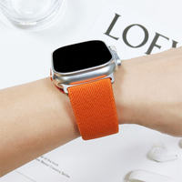 Bracelet de montre en nylon élastique en acier inoxydable pour Apple Watch 49 46 44 42 40 38 mm, bracelet tressé avec boucle métallique pressée