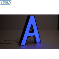 Enseigne électronique LED extérieure pour magasin et publicité, boîte à lumière bleue, lettres lumineuses frontales