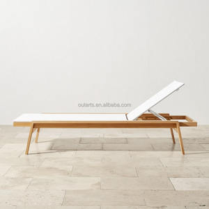 Meilleure vente de chaise longue réglable en bois de teck avec tissu en maille pour bar de plage et villa - Product Image 3