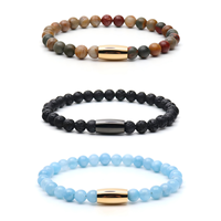 Bracelet perlé unique en pierres précieuses avec fermoir magnétique, motif du Zodiaque Chinois et mantra des vœux, design spirituel, plaqué or