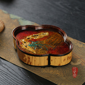Lacquered Bamboo <b>Tea</b> <b>Tray</b> Irregular Shape Water Storage Dry Brewing Table Guizhou Craft Teaware Stand - Product Image 5