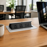 Prise de courant encastrée escamotable en alliage d'aluminium avec 2 prises AC et 1 port USB-C pour table de salle de réunion et bureau