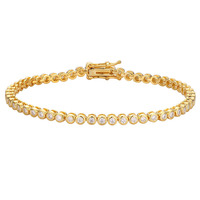 Bracelet Tennis en Moissanite de 2 mm pour Femme et Homme, Plaqué Argent Sterling 925, Or 18 carats, Chaîne Hip Hop, Bracelets Ronds en Diamants Bulles
