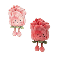 Boneka Bunga Mawar Kartun, Boneka Bunga Pink Lembut, Boneka Mawar Realistis, Buket Bunga Mawar Plush, Hadiah Hari Valentine, Logo Dapat Disesuaikan