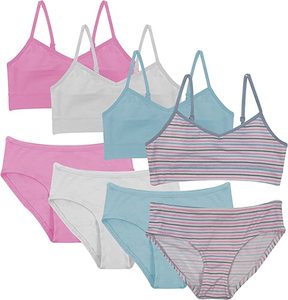 Conjunto de bragas a juego para niñas populares - Bralettes de algodón y bragas de cintura baja - Paquete múltiple - Product Image 3