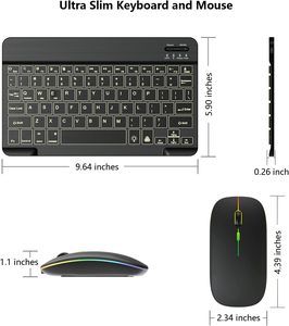 Tastiera Wireless Ricaricabile con Retroilluminazione RGB Connessione Bluetooth Combo Mouse Wireless per <span class=keywords><strong>Samsung</strong></span> Galaxy Tab A9 5G - Product Image 4