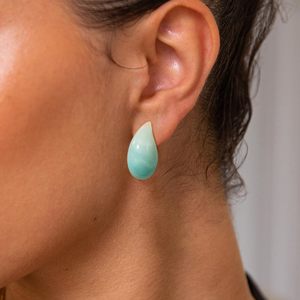 Mới hợp thời trang nước thả đầy màu sắc đá tự nhiên Stud Bông tai Chunky giọt nước đá quý Stud Bông tai - Product Image 4