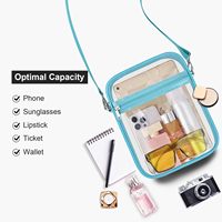 Sac bandoulière transparent en gros avec sangle réglable, approuvé pour les stades, sac à main en PVC, sac messager
