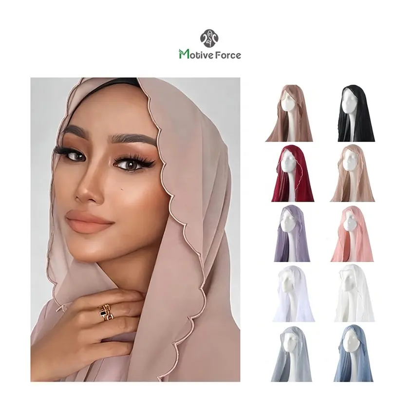 MOTIVE FORCE Musulmanes Hijab Musulman leichter weicher muslimischer Chiffon Hijab Schal Frauen lange einfarbige Chiffon Hijab