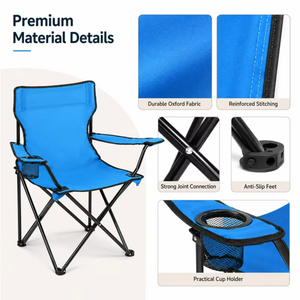 Portable Metal <b>Folding</b> <b>Chair</b> with Oxford Fabric for Outdoor Picnic <b>Beach</b> Fishing and Garden - Product Image 2