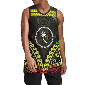 Maillots de basket-ball avec logo de l'île de Chuuk, imprimé tribal, maillot de basket-ball brodé, vente en gros, maillot de basket-ball personnalisé pour les jeunes - Product Image 3