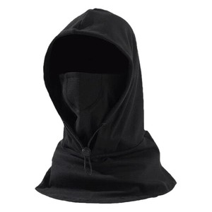 Masque facial coupe-vent d'hiver pour l'extérieur, cagoule, cache-cou, écharpe chaude et épaisse, couleur unie noire, protection pour le cyclisme en automne - Product Image 1