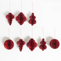 Boules de Noël en papier 3D, décorations suspendues pour sapin de Noël, ornements en papier de soie nid d'abeille pour fêtes de fin d'année et décoration intérieure