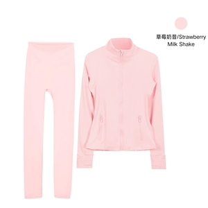 Winter Yoga Set Langärmliges Stehkragen-Oberteil Hochelastische Slim-Fit Lauf- und Fitness-Sportbekleidung für Damen - Product Image 3