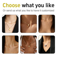 KINDLOVEHEART Collar de doble capa chapado en plata con colgante de circonita en forma de espina de pescado, cadena minimalista de dos niveles para mujer