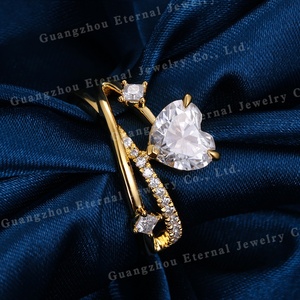 Anello da donna personalizzato gihpht CVD taglio a cuore Lab diamante Fine S925 argento 10K 14K 18K oro massiccio giallo fascia di fidanzamento - Product Image 3