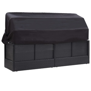 Patio exterior Jardín Poly <span class=keywords><strong>Rattan</strong></span> Mimbre Daybed con dosel Cortinas Sofá Chaise Patio <span class=keywords><strong>Rectangular</strong></span> Lounge Bed Poolside - Product Image 4