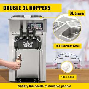 Sihao เครื่องทำไอศกรีม A168แบบนิ่ม18L/ชม. มี2 + 1รสชาติ - Product Image 3