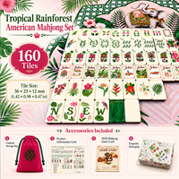 Gran Inventario de Juegos de Mahjong Tropicales de Lujo, 160 Fichas Acrílicas con Reverso Verde Marmoleado, Juego de Mahjong de Regalo al por Mayor