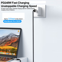 Câble USB4 Thunderbolt 4 PD 240W Charge Rapide 8K/60Hz 40Gbps Type C Tressé en Maille Mâle-Mâle pour Moniteur Microphone Ordinateur Portable