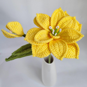 TC Décoration d'intérieur DIY Bouquet de fleurs pour anniversaire Cadeau Fête des Mères Fleur artificielle tricotée Branche de fleur au crochet <span class=keywords><strong>Amaryllis</strong></span> - Product Image 4