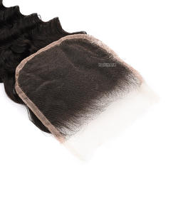 Pour HD dentelle fermetures Extensions 4x4 vague profonde non transformé cheveux brésiliens bruts Remy armure Machine Double trame cuticule cheveux - Product Image 2