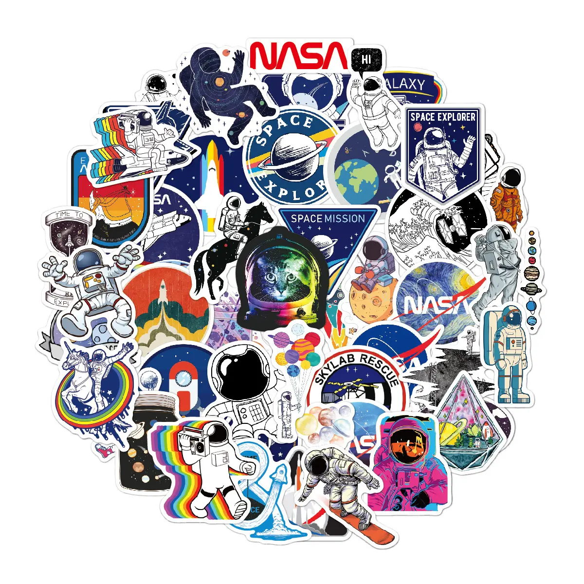 50pcs Outer Space Graffiti Stickers Astronaut For Luggage Motorcycle Laptop Refrigerator Toy Car Pvc Waterproof Sticker