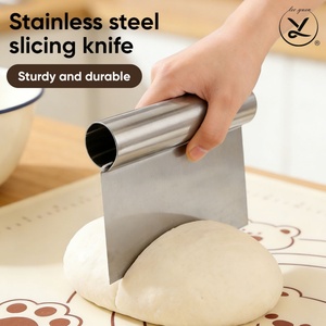 Stainless Steel Dough Scraper Food Grade Flour Cutter Metal Pastry Spatula with Scale for Pizza Cake Bread Baking - Product Image 1