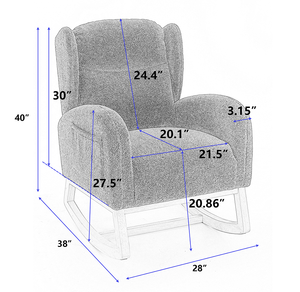 Velvet Modern Electric Rocking Chair Tufted High Back Upholstered Accent <b>Armchair</b> Living Room Bedroom Home Office Hotel - Product Image 6