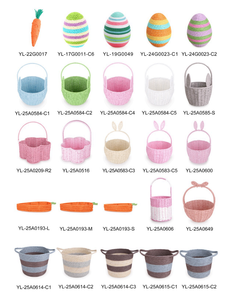 Canasta de Regalo de Pascua ESiVON Moderna Tejida a Mano con Cuerda de Papel, Decoración para el Hogar, Asa con Rayas Pastel, para Niños, Caza de Huevos, <span class=keywords><strong>Picnic</strong></span>, Fiesta - Product Image 4