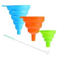 Caiqicome Ensemble de 5 entonnoirs de cuisine en silicone pliables et durables avec poignée pour le remplissage de bouteilles, tailles S/M/L