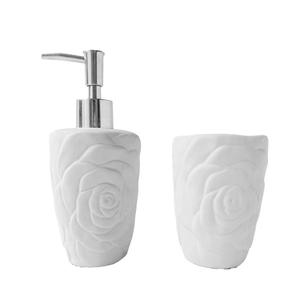 Botellas de loción vacías de cerámica modernas blancas altas decoración del hogar dispensador de lavado de jabón de manos de gres - Product Image 2