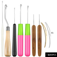 9pcs Aiguilles à crochet en plastique durables Outil de tressage de perruque pour cheveux Dreadlock Accessoires pour salons de beauté