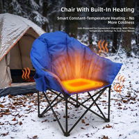 Chaise de camping pliante chauffante robuste avec USB, siège rembourré réglable en température pour l'hiver, la pêche, les pique-niques, la terrasse, le jardin et la cour.