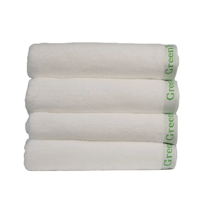 Ensemble de serviettes d'hôtel 5 étoiles de qualité supérieure personnalisé 100% coton éponge teint en fil broderie logo serviette de bain