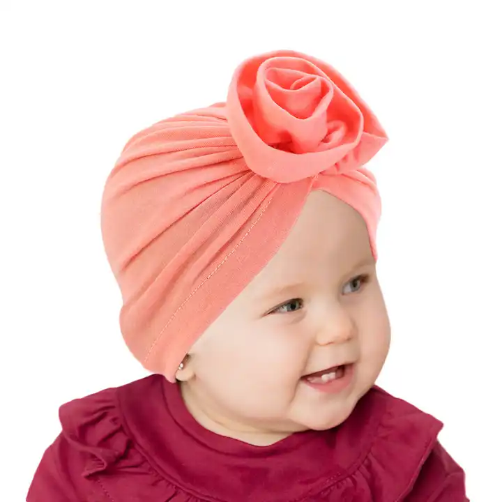 bebé rosa flor turbante diadema sombrero turbante bebé turbante