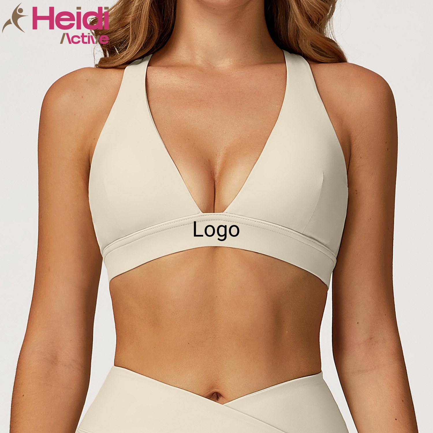 High Quality Workout Wear Sports Bra High Impact Ribbed Cross Strap Removable Cups V-neck Yoga Bra for Running